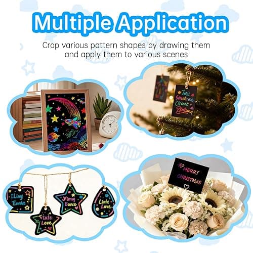 Cityrosy 100 Pcs Scratch Art Paper Rainbow Sets Arts and Crafts for Kids ﻿ | Classroom Supplies Black Magic Scratch Off Craft Set Kits for Age 3-12 Party Games Birthday Gifts Easter Basket Stuffers thumbnail 6