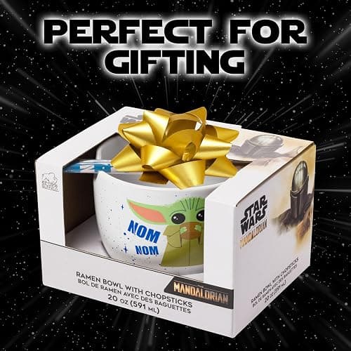 Silver Buffalo Star Wars Mandalorian Baby Yoda Grogu Nom Nom Ceramic Ramen Noodle Rice Bowl with Chopsticks, Microwave Safe, 20 Ounces thumbnail 7