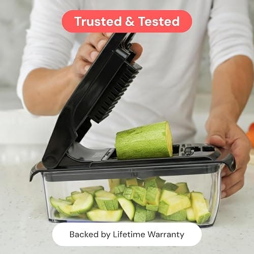 Vegetable Chopper Vegetable Cutter - Food Onion Salad Veggie Chopper with Container - French Fry Potato Dicer Slicer Cutter - Kitchen Tools & Gadgets (2-in-1 Black) thumbnail 9