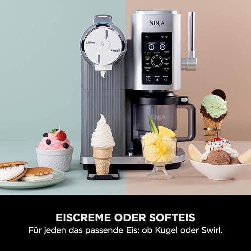 Ninja Swirl by CREAMi Softeis- & Eismaschine mit 2 Behältern, 13 Funktionen, Maschine für Eiscreme, Softeis, Gelato, Sorbet, Milchshakes und mehr, Option für Extras, Platinsilber, NC701EU thumbnail 6