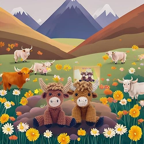 Highland Cow Crochet Kit for Beginners Intermediates - 2 Pcs Animals Craft Crochet Starter Kit with Step-by-Step Video Tutorial, Easy Knitting Set for Adults Kids, Women Learn to Crocheting Gift Idea thumbnail 6