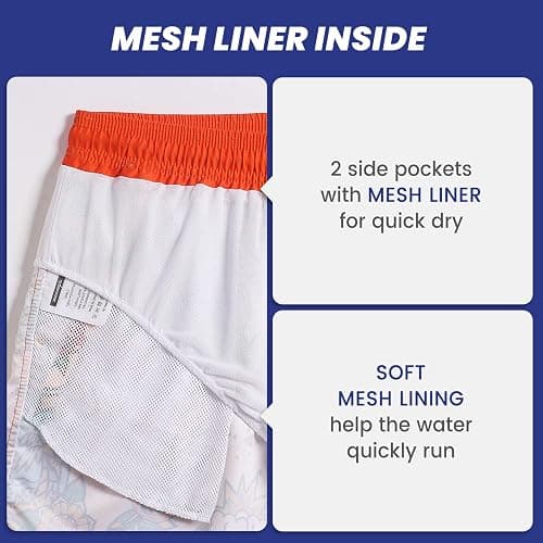 maamgic Mens Boys Short 80s 90s Vintage Swim Trunks with Mesh Lining Quick Dry Swim Suits Board Shorts thumbnail 4