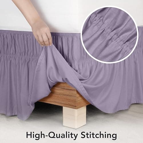 Utopia Bedding Queen Elastic Bed Ruffle - Easy Wrap Around Ruffle - Microfiber Bed Skirt with Adjustable Elastic Belt 16 Inch Tailored Drop - Hotel Quality Bedskirt, Fade Resistant (Queen, Lavender) thumbnail 5