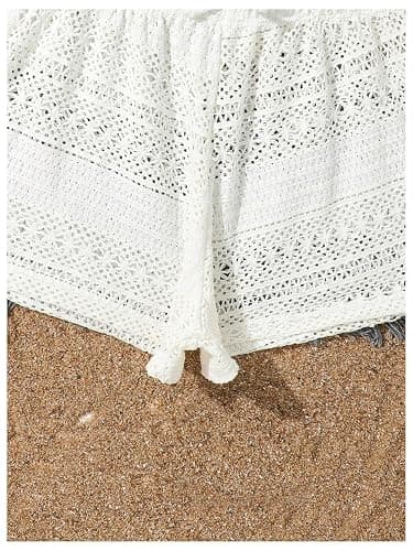 Milumia Girl's Crochet Swim Cover Up Hollow Eyelet Shorts Bikini Coverup Vacation Outfits thumbnail 4