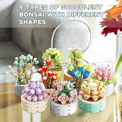 JMBricklayer Flowers Succulents Botanical Collection Building Sets, Plants Office Home Decor Succulents Bonsai Building Toys, Creative Flowers Building Project for Adults, Gifts Ideas for Girls Women thumbnail 3