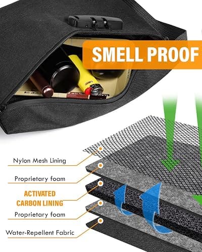 SafeDelux Smell Proof Bag, Smell Proof Container with Combination Lock, Durable Odor Proof Bag with Carbon Lining, Secure Odorless Travel Pouch, Great Christmas Gifts thumbnail 3