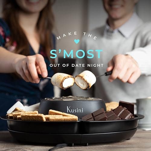 Kusini Smores Maker Tabletop Indoor - Flameless Electric Marshmallow Roaster – 4 Detachable Trays & 4 Roasting Forks – Gift Set & Date Night Idea. Movie Night Supplies & Housewarming Gift thumbnail 4