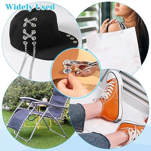 643Pcs Grommet Tool Kit 12mm 1/2 Inch(Inside Hole Size) Eyelet Kit with 320Pcs Eyelets Grommets, 320Pcs Washers and Grommet Eyelet Pliers for Leather/Belt/Shoes/Crafts thumbnail 8