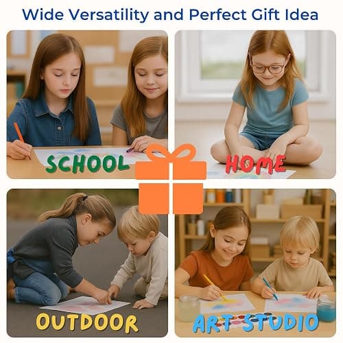 Wooden Tabletop Paper Roll Dispenser with Safety Sliding Cutter - Kids Art Easel with Roll of Paper (11.4”x 98.4ft)- Pencil Cups and Drawing Kit 30 Piece Set (Safety Sliding Cutter) thumbnail 9