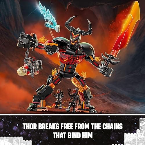 LEGO Marvel Thor vs. Surtur Construction Figure, Buildable Thor Super Hero Toy for Kids, Marvel Action Figure Playset with 3 Minifigures, Marvel Gift for Boys and Girls Ages 8 and Up, 76289 thumbnail 3
