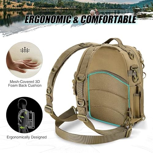 Piscifun Fishing Backpack with Rod Holder, Lightweight Sling Bag Storge Gear and Equipment thumbnail 3
