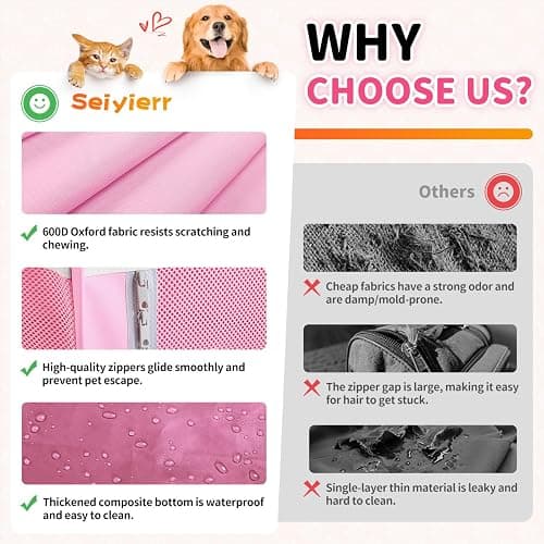 Seiyierr Dog Playpen, Portable Pet Play Pen Foldable Carrying Case, Puppy Pens Outsid for Small Cat Indoor/Outdoor, Removable Mesh Shade Cover thumbnail 3
