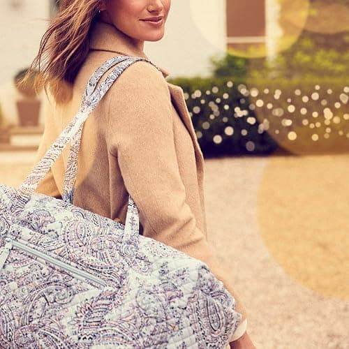 Vera Bradley Women's Cotton Large Travel Duffel Bag, Soft Sky Paisley, One Size thumbnail 2