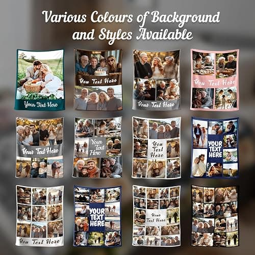 Stepdiy Thick Custom Throw Blanket 50"x60" | Personalized Blanket with 6 Photos Text | Customized Picture Blanket for Mom Dad | Customized Gifts for Anniversary Birthday Gifts for Him Her thumbnail 5