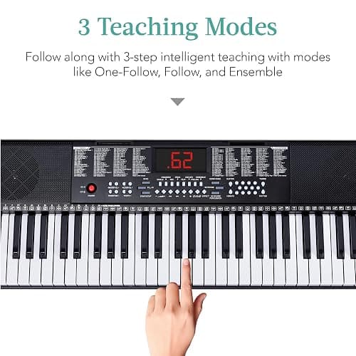 Best Choice Products 61-Key Electronic Keyboard Piano Portable Electric Keyboard Complete Beginner Set w/LED Screen, Stand, Bench, Headphones - Black thumbnail 2