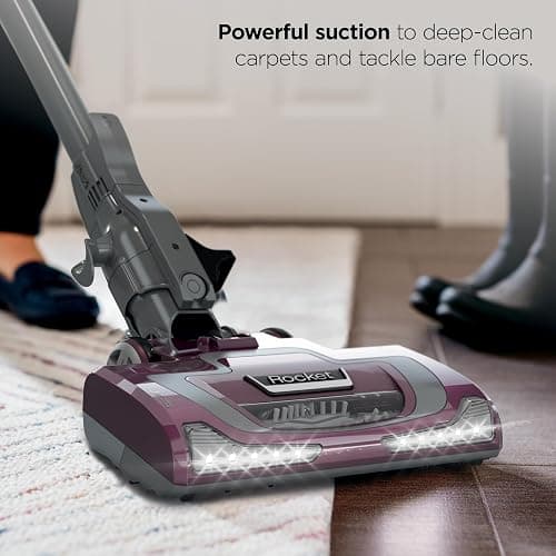 Shark HV322 Rocket Pet Plus Corded Stick Vacuum with LED Headlights, XL Dust Cup, Lightweight, Perfect for Pet Hair Pickup, Converts to a Hand Vacuum, with (2) Pet Attachments, Bordeaux/Silver thumbnail 2