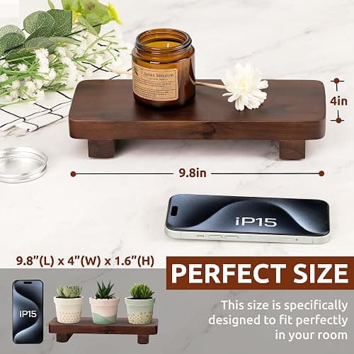 Acacia Wood Pedestal Soap Stand 9.8x4 Inches, 100% Solid Wood Riser, Candle Plant Holder, Soap Dish Holder Decor, Display Tray for Kitchen Bathroom Counter Sink Farmhouse Decor (Dark Brown) thumbnail 3