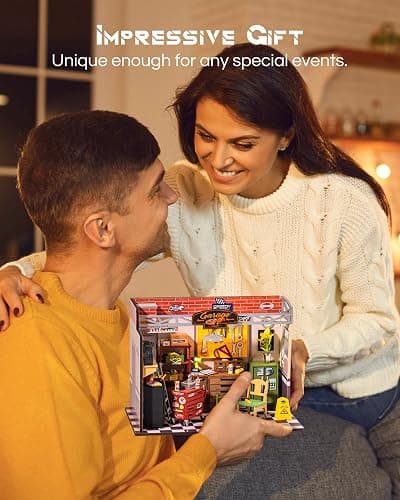 Rolife DIY Miniature House Kit Garage Workshop, Build 1/20 Mini House Building Kit with LED Craft Kits for Aduls Gifts for Him Her Kids thumbnail 2