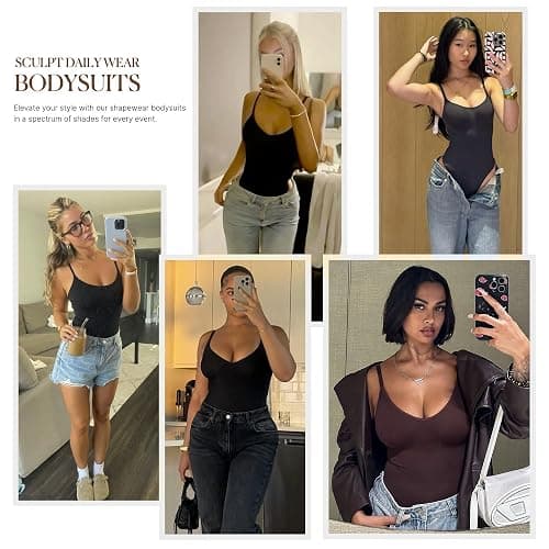 Glamhug Women's Shapewear Bodysuit - Tummy Control Seamless Waist Sculpting Body Shaper - Thong Body Suit thumbnail 3