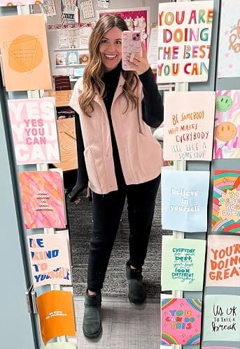 GTLIAE Womens Sherpa Fleece Vest Oversized Sleeveless Jacket Casual Outerwear Gilet with Pockets thumbnail 8