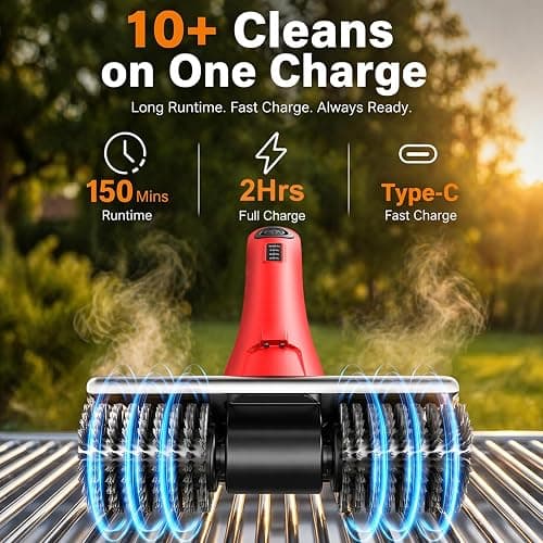 NeatLt Electric Grill Brush for Outdoor Grill, Cordless BBQ Grill Cleaner with Dual Rotating Heads, 450 RPM Motorized Grill Cleaning Brush with Forward & Reverse, 6-Piece Replaceable Brush Set thumbnail 5