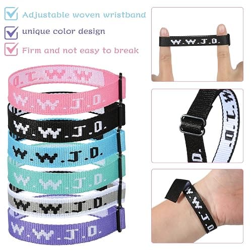 Meajjew 6PCS WWJD Christian Bracelet for Women Men, Christian Jesus Gifts Adjustable Wristbands Pack, WWJD Bracelets Bulk - What Would Jesus Do Bracelet thumbnail 3
