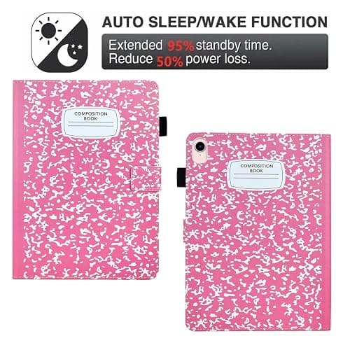 BYCeKe Case for iPad A16 11th Gen 11"/10th Gen 10.9"2025/2022,Pink NoteBook | Slim, Durable, Foldable Stand, PU Leather, Pencil Holder, Card Slot, Auto Wake，Auto Sleep thumbnail 3