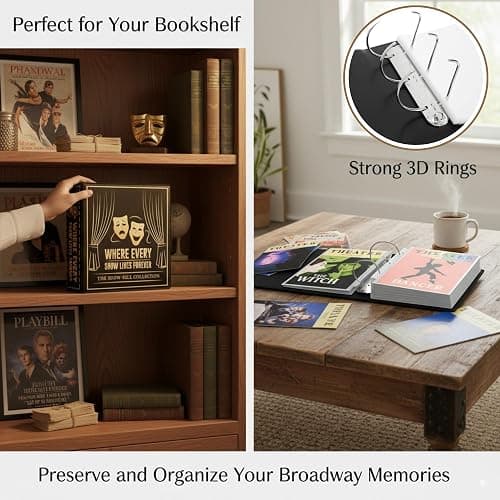 Broadway Playbill Binder with sleeves, Playbill Theater Holder & Showbill binder Organizer Album, Playbill Gifts for Women & Men, and Musical Theater Show Lovers, 25 protective sheets thumbnail 7