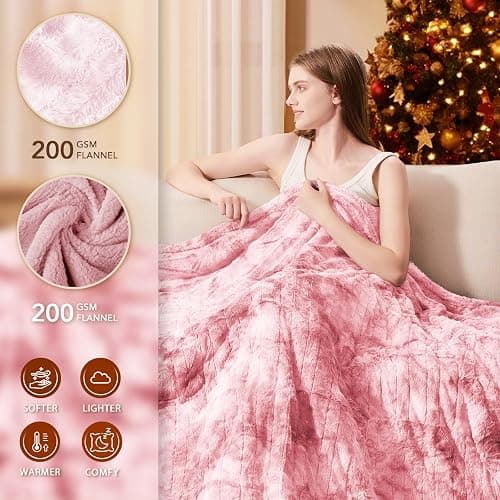 Homemate Electric Heated Blanket Full Size - 72"x84" Heating Blanket Full Size 1/2/4/6/8 Hours Auto-Off 10 Heat Level Over-Heat Protection Luxury Faux Fur Sherpa ETL Certification thumbnail 2