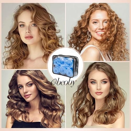 obeoby 4 Sizes Hair Rollers Curlers Set with Clips for Women Girls, Blue | Self-Grip No-heat Styling Jumbo Large Small Rollers for Long Short Curly Bangs, Home Use or Travel Accessories Gifts thumbnail 7
