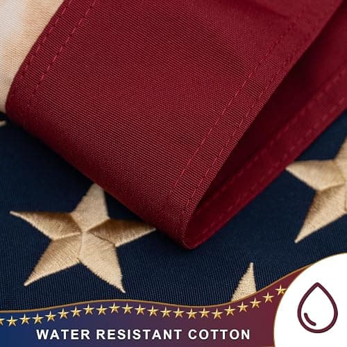 JRED 100% Cotton Vintage American Flags for Outside 3x5 FT Tea Stained US Flag Heavy Duty Outdoor USA Fade Resistant Embroidered Stars Sewn Stripes, Brass Grommets thumbnail 6