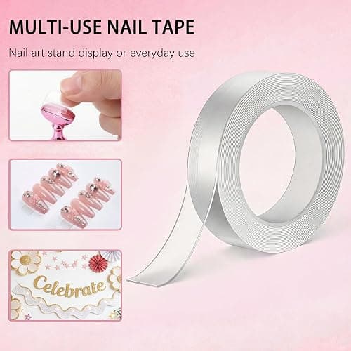 Difenni Nail Stand for Press On Nail Holder for Painting Nails Magnetic Nail Tips Practice Holder with 2 Pcs Double-sided Tape for DIY Painting (Pink B) thumbnail 4