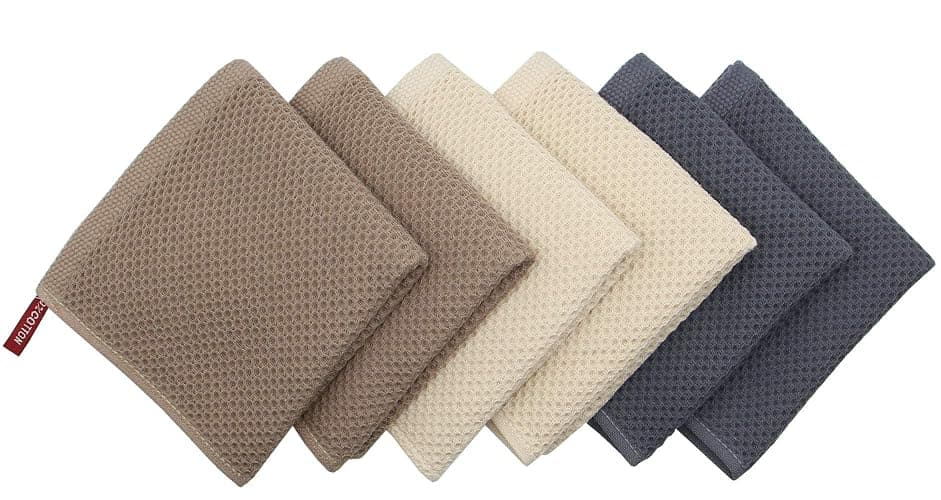 Mia'sDream Natural Cotton Tidy Dish Cloths Rags,Waffle Weave Kitchen Towels and Dishcloths Sets, Soft and Absorbent Hand Towel Washcloths, 12inchx12inch 6 Pack (Multi Color) thumbnail 3