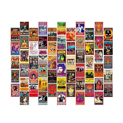 WOONKIT 60 PC Vintage Rock Band Posters, 70s 80s 90s Retro Concert Prints, Bedroom Wall Art, Album Cover Collage, 4x6 Inch (Set of 60) thumbnail 4
