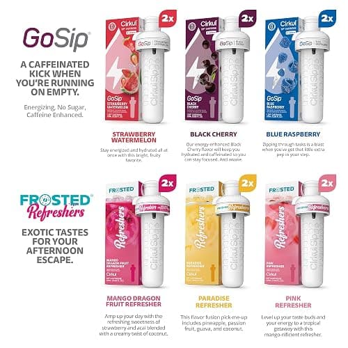 Cirkul Variety Pack Bundle, Flavored Water Cartridge 12-Pack (GoSip, Frosted Refreshers), Sugar-free Drink Mix thumbnail 3