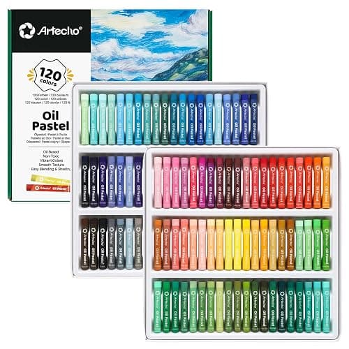 Artecho Oil Pastels Set of 120 PCS (8 x 60 mm) | Soft Oil Pastels for Art Painting, Drawing, Blending, Art Supplies for Artists, Beginners, Students, Teachers - Image 1