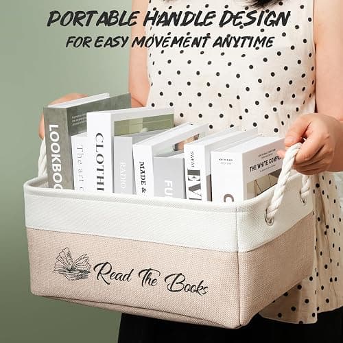 Book Storage Baskets for Organizing, Book Lover Gifts Read The Books List Storage Organizer with Handles, Durable&Collapsible Storage Bin Bookworm Gift - Perfect for Club Members Teacher Student thumbnail 4