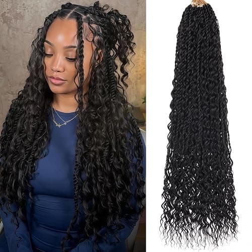 24 Inch Senegalese Twist Crochet Hair with Curls 9 Packs Pre-Looped Boho Island Twist Crochet Braids with Curly Ends Pre-Twisted Goddess Senegalese Twist for Women Braiding Hair Extensions 1B# - Image 1