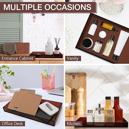 Acrylic Tray 5mm Thicken for Vanity Makeup, Perfume, Jewelry Holder, Napkin, Amber 12x6''Decorative Serving Tray for Bathroom, Toilet Tank, Sink Countertop, Living Room,Dresser, Coffee Table thumbnail 6