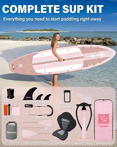 TIGERXBANG Inflatable Paddle Board with Kayak Seat, 11'x34 Wide SUP Board for Adults 500lbs Capacity, Blow Up Stand Up Paddle Board with Accessories, Perfect for Lakes, Rivers & Ocean, Blue thumbnail 7