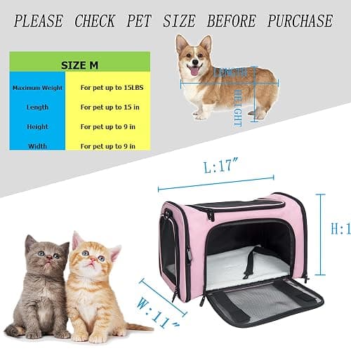 NextFri Soft Sided Carrier for Small Medium Cats Dogs,TSA Airline Approved Collapsible Travel Pet Carrier Medium Pink thumbnail 4