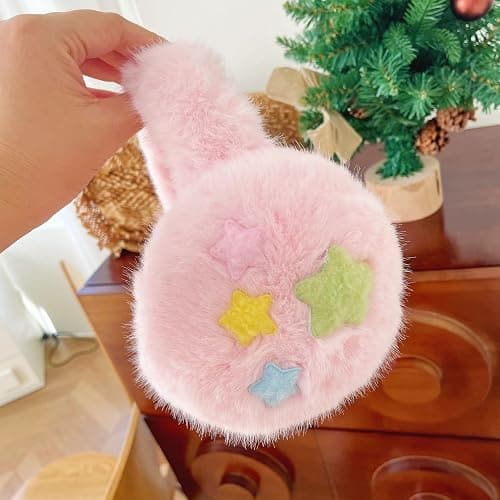 Obenie Women's furry pentagram patterned ear protection earmuffs for winter outdoor, beautiful and cute, Y2K earmuffs thumbnail 3