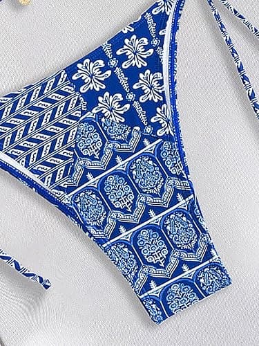 Tainehs Women's Sexy Halter Bikini Set Triangle Top String Swimwear Two Piece Swimsuits Cheeky Bathing Suit thumbnail 7
