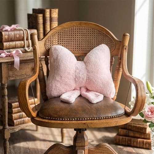 CAYAMBE DECOR Pink Bow Pillow - Aesthetic Coquette Bowknot Decorative Pillow for Bedroom, Cute Velvet Ribbon Knot Cushion for Girls Room Decor, Large 16x13in Soft Plush Throw Pillow for Bed or Sofa thumbnail 7