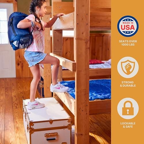 Rhino Trunk & Case Large Essential Trunk With Wheels 32”x18”x14”, 1000+ lbs Capacity - Many Colors. Strong, USA Made Summer Camp Footlocker, and Secure College Dorm Storage Chest thumbnail 6
