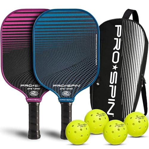 PRO SPIN Carbon Fiber Pickleball Paddles Set of 2 or Single | Lightweight Pickleball Set with Indoor/Outdoor Balls, Bag & Covers – Durable Pickle Ball Paddle Gift for Men, Women & Families - Image 1