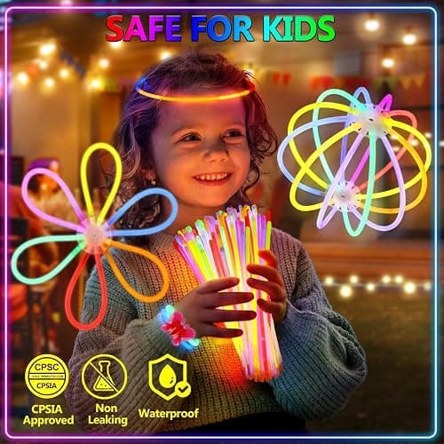 BUDI 467Pcs Glow Sticks Christmas Party Favors New Year Eve Party Supplies for Kids Adult Glow in the Dark 4th of July Accessories Neon Decors Glowsticks Bulk 8 Colors 8" with Connectors for Parties thumbnail 5