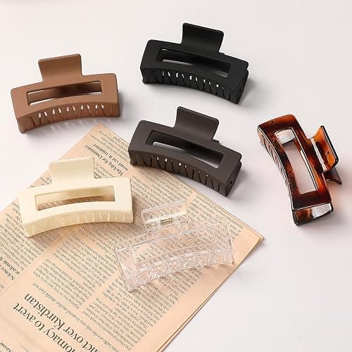 Sisiaipu Hair Clip, 3.5 Inch Medium Hair Claw Clips 6 Pack for Women and Girls - Amber Hair Accessories thumbnail 5