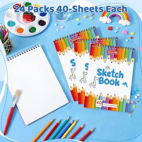 6" x 9" Sketch Book, 24-Pack 40 Sheets Drawing Paper Pad for Kids Coloring, Writing or Painting, Kid Drawing Pad & Art Supplies, Sketch pad Kids Ages 3+ (6" x 9"(Pack of 24)) thumbnail 7