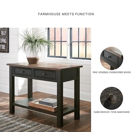 Signature Design by Ashley Tyler Creek Modern Farmhouse Sofa Table, Brown & Black thumbnail 5